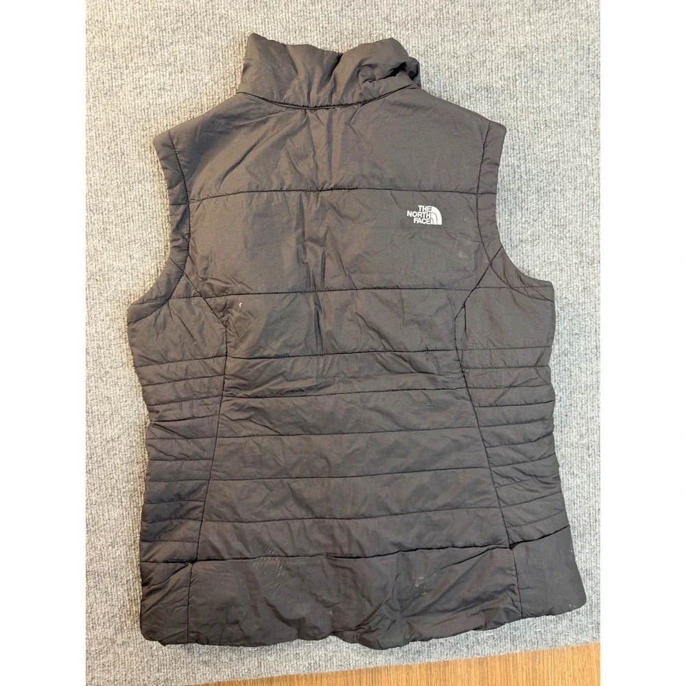 The North Face Womens Medium Black Puffer Vest Insulated Quilted Full Zip Hiking
